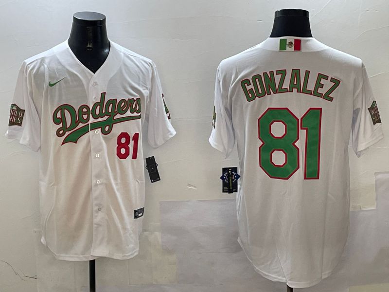 Men Los Angeles Dodgers 81 Gonzalez White Game Mexico 2025 Nike MLB Jersey style 1